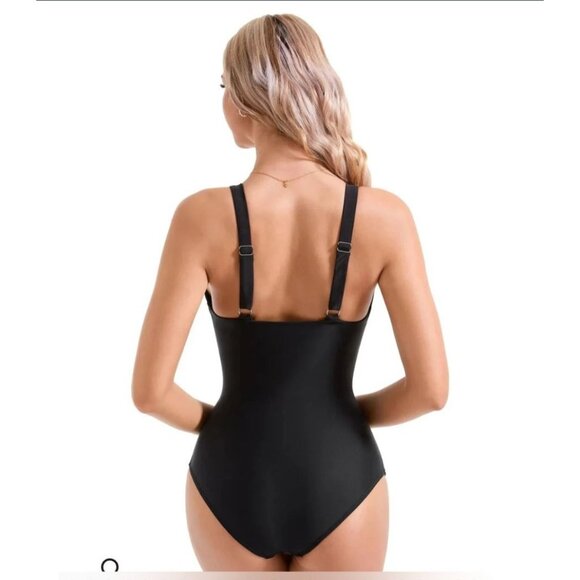 Suuksess Womens Elegant Mesh Panel High-Waisted One-Piece Swimsuit Size Small - Picture 3 of 14